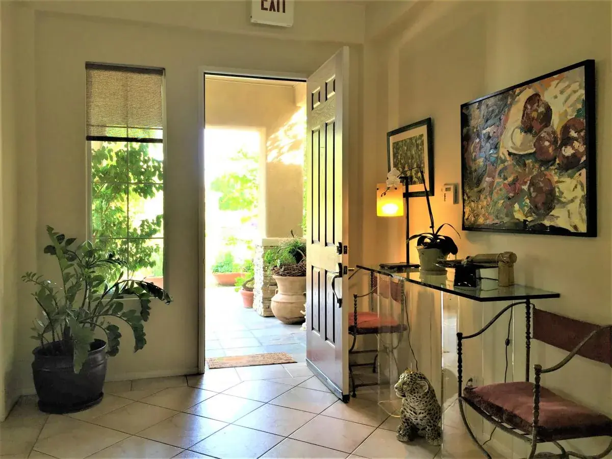 The home’s entrance hall looking toward the garden